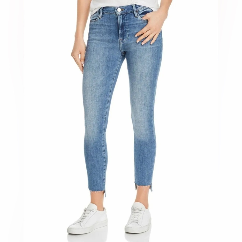 Frame Womens Blue Le High Skinny Cropped Raw Edge Hem Stagger Jeans Size 26